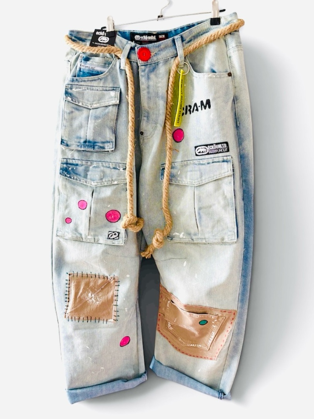 CRAM X Ecko high waist barrel jeans